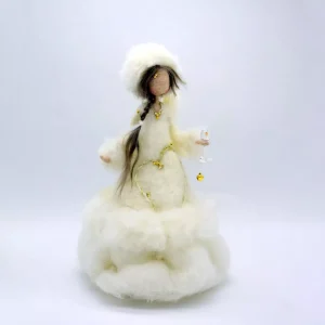 Handmade needle felting Christmas tree topper decoration fairy art doll and bird