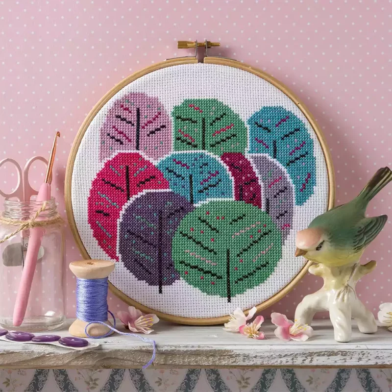 Spring Trees Cross Stitch 01
