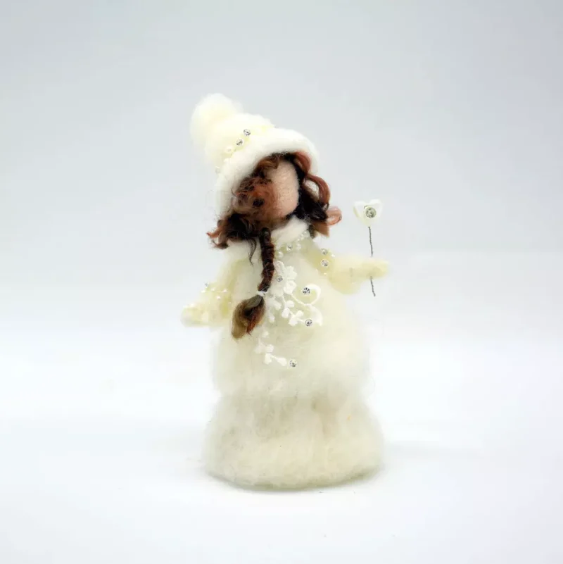 White Christmas Needle Felting Fairy 01