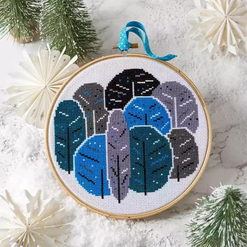 Winter Trees Cross Stitch 01