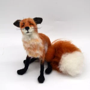 Needle Felted Fox Animal Handmade Sculpture Art Doll
