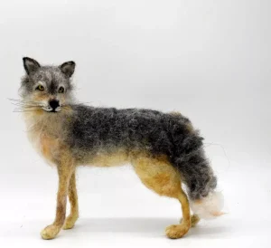 Needle Felted Wolf Handmade Wool Animal Sculpture Artwork