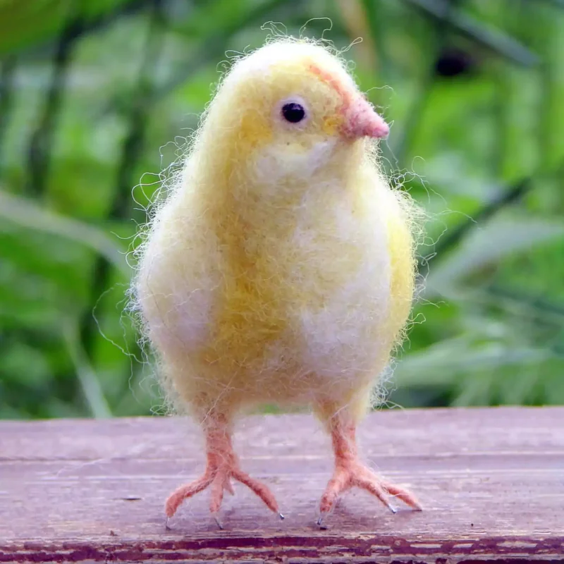 Needle felted yellow chick animal spring home decor easter decoration 01.webp